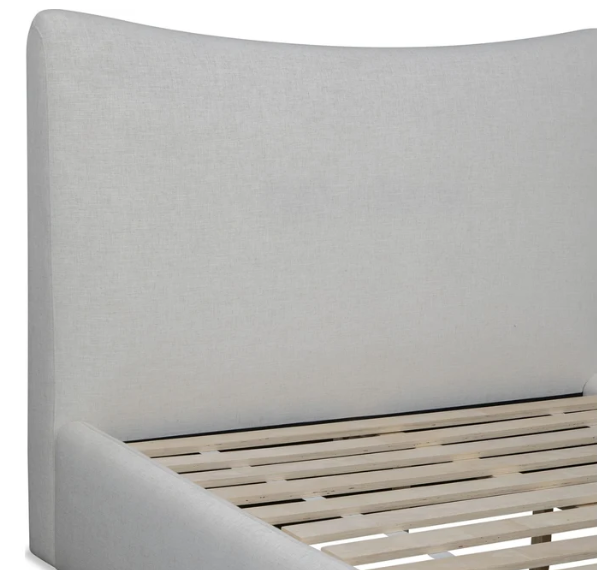 Organic Modern Fabric Platform Bed with Sweeping Headboard