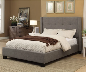 Modern Tufted Wingback Bed with Hidden Footboard Storage Drawers