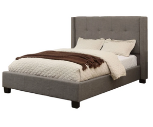 Modern Tufted Wingback Bed with Hidden Footboard Storage Drawers
