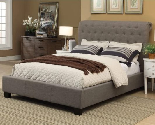 Vintage Rollback Tufted Bed with Hidden Footboard Storage Drawers