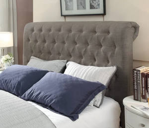 Vintage Rollback Tufted Bed with Hidden Footboard Storage Drawers