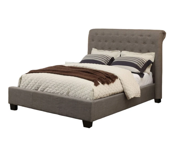 Vintage Rollback Tufted Bed with Hidden Footboard Storage Drawers