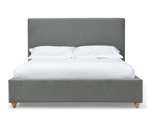 Minimalist Upholstered Platform Bed in Pewter