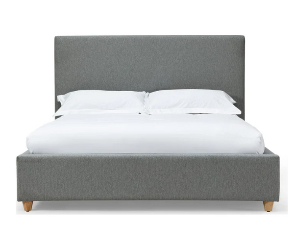 Minimalist Upholstered Platform Bed in Pewter