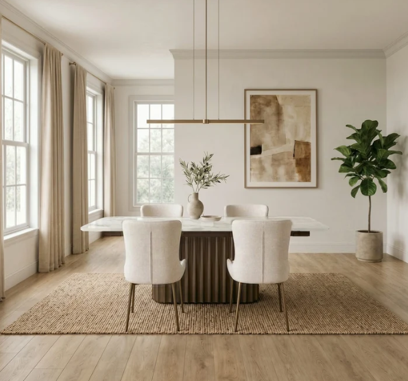 Modern Extendable Pedestal Dining Table | Self-Storing Leaf & Sintered Stone