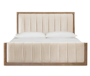Transitional Elm Wood Bed Frame | Upholstered Headboard & Footboard