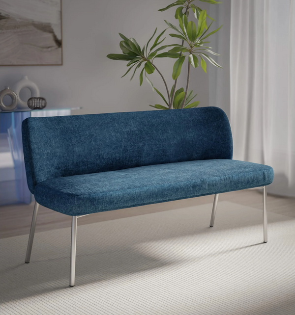 Contemporary Upholstered High-Back Bench | Ergonomic Chenille Loveseat