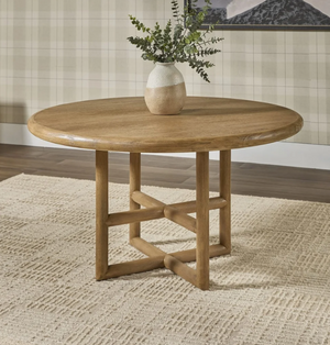 Rustic Minimalist Round Kitchen Table | Open Base Wood Dining Table