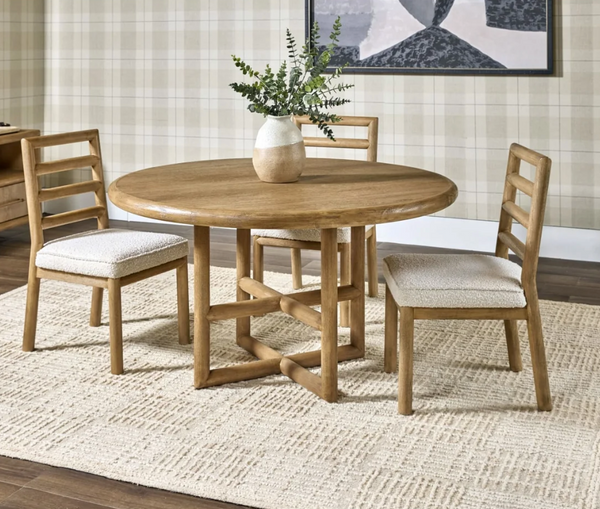 Rustic Minimalist Round Kitchen Table | Open Base Wood Dining Table