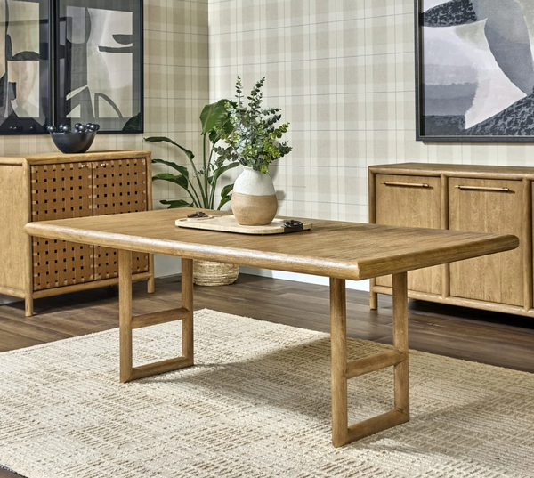 Dorsey 98" Rectangular Acacia Wood Dining Table in Light Natural Finish
