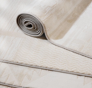 "Autumn Moon" Japandi Geometric Diamond Area Rug | Wilton Woven Textured Pile