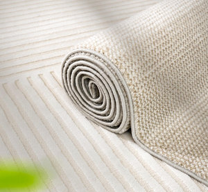 Winnie Modern Geometric Textured Area Rug | Soft Cream High-Low Pile