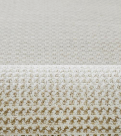 Winnie Modern Geometric Textured Area Rug | Soft Cream High-Low Pile
