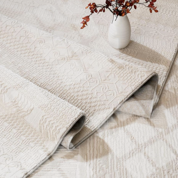 Wendy Serene Neutral Textured Area Rug | High-Low Pile Wilton Woven Carpet