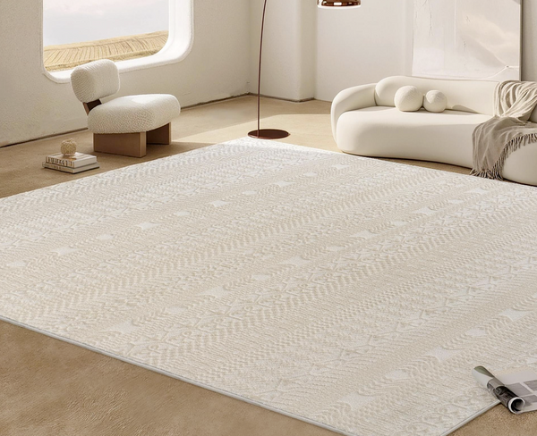 Wendy Serene Neutral Textured Area Rug | High-Low Pile Wilton Woven Carpet