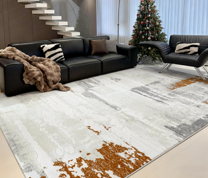 Luxury Abstract Terracotta & Gray Area Rug | High-Low Textured Pile