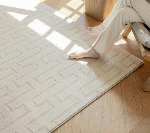 Contemporary Tonal Geometric Woven Rug | Super Soft Polypropylene Blend