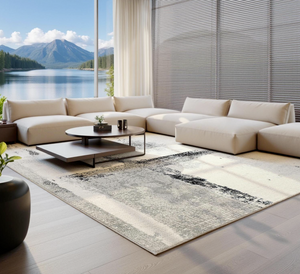 Timeless Abstract Distressed Area Rug | High-Low Textured Vintage Modern Carpet