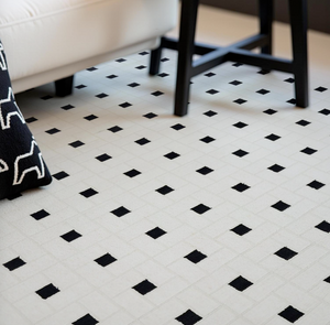 Carlin Modern Minimalist Black Grid Area Rug | Geometric High-Low Carpet