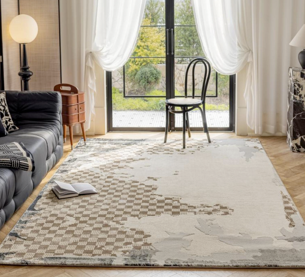 Brussels Urban Distressed Abstract Area Rug | High-Low Textured Vintage Carpet