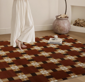 Gorman Mid-Century Modern Geometric Grid Area Rug | Retro Checkerboard Carpet