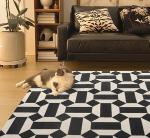 Gorman Mid-Century Modern Geometric Grid Area Rug | Retro Checkerboard Carpet