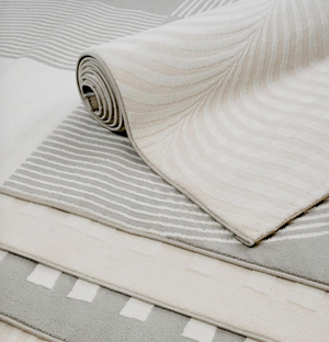 Jane Modern Flowing Curve Textured Area Rug | High-Low Pile Cream Carpet