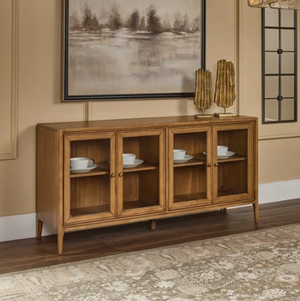 Carlisle 68" Mango Wood 4-Door Glass Sideboard | Fully Assembled Buffet Cabinet