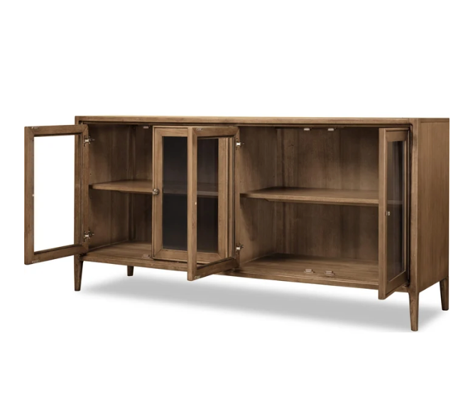 Carlisle 68" Mango Wood 4-Door Glass Sideboard | Fully Assembled Buffet Cabinet