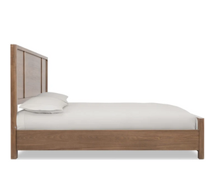 Modern Rustic Panel Bed in Warm Claystone | Premium Solid Wood Bedroom Furniture