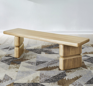 Organic Modern Geometric Wood Bench | 60" x 16" Dining & Entryway Seating