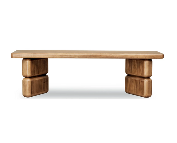 Organic Modern Geometric Wood Bench | 60" x 16" Dining & Entryway Seating