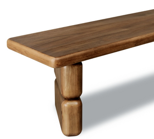 Organic Modern Geometric Wood Bench | 60" x 16" Dining & Entryway Seating
