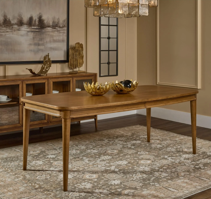 Modern Classic 96" Wood Dining Table | Rounded Edges & Tapered Legs