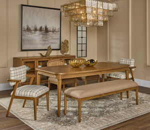 Modern Classic 96" Wood Dining Table | Rounded Edges & Tapered Legs