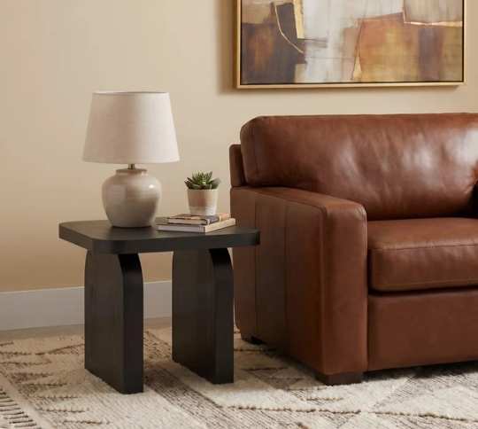 Minimalist Jet Black Arch Accent Table | Fully Assembled Solid Wood Side Table