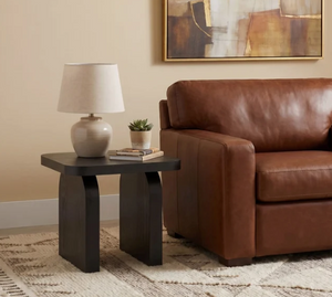 Minimalist Jet Black Arch Accent Table | Fully Assembled Solid Wood Side Table