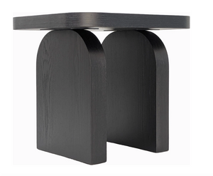 Minimalist Jet Black Arch Accent Table | Fully Assembled Solid Wood Side Table