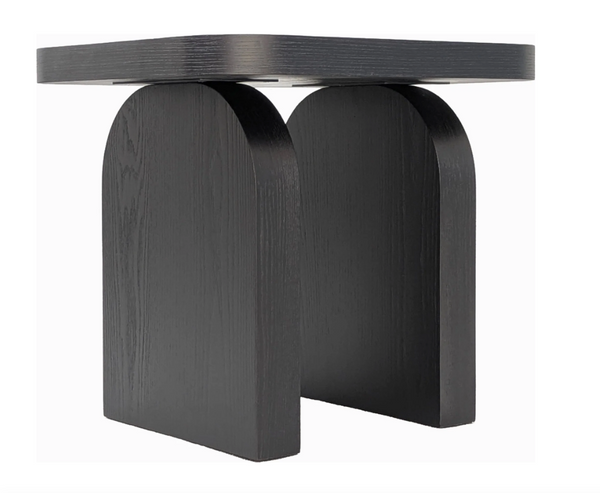 Minimalist Jet Black Arch Accent Table | Fully Assembled Solid Wood Side Table