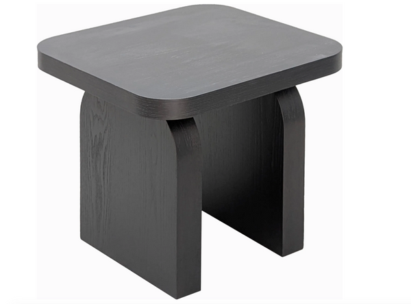Minimalist Jet Black Arch Accent Table | Fully Assembled Solid Wood Side Table
