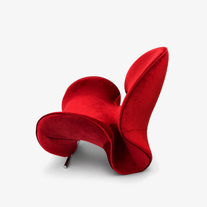 Modern Sculptural Velvet Lounge Chair – Curved Accent Armchair