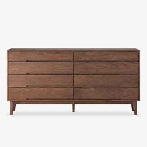 Mid-Century Modern Walnut 8-Drawer Dresser with Recessed Pulls