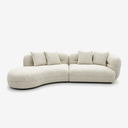 Modern Crescent Teddy Fleece Sofa – Sculptural Curved Couch