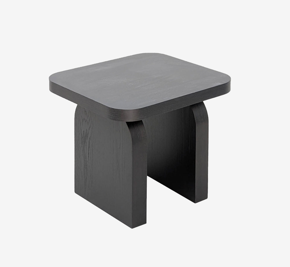 Minimalist Jet Black Arch Accent Table | Fully Assembled Solid Wood Side Table
