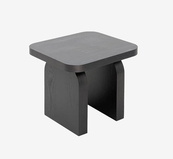 Minimalist Jet Black Arch Accent Table | Fully Assembled Solid Wood Side Table