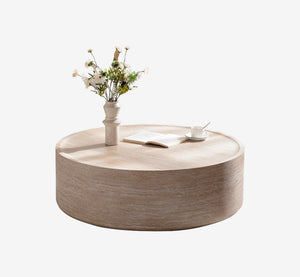 39.37" Round Coffee Table with Mars Pattern for Living Room, Modern Drum Circle Coffee Table for Living Room, No Need Assembly (Mars Pattern)