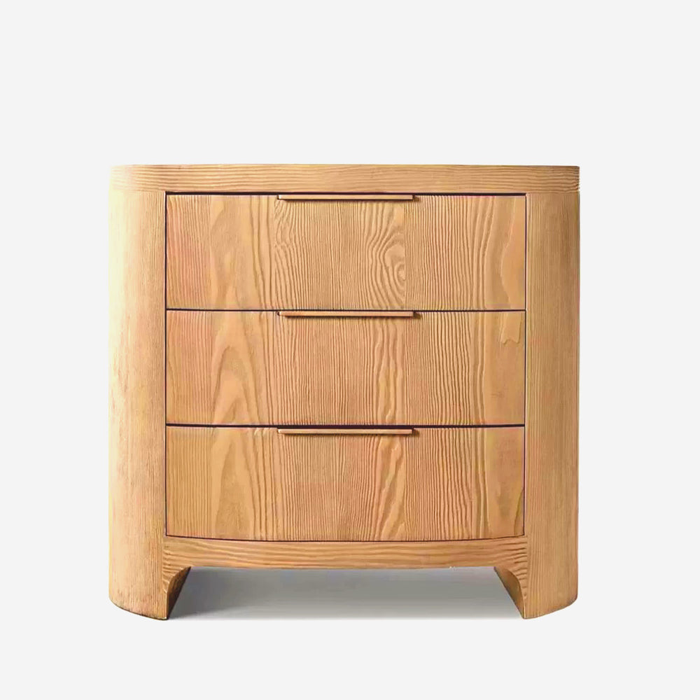 Solid Wood 3-drawer Nightstand