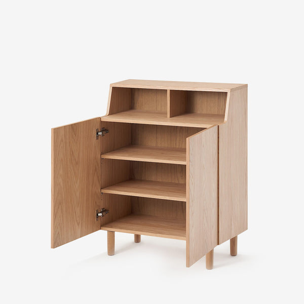 Three-Tier Solid Wood Double-Door Shoe Cabinet