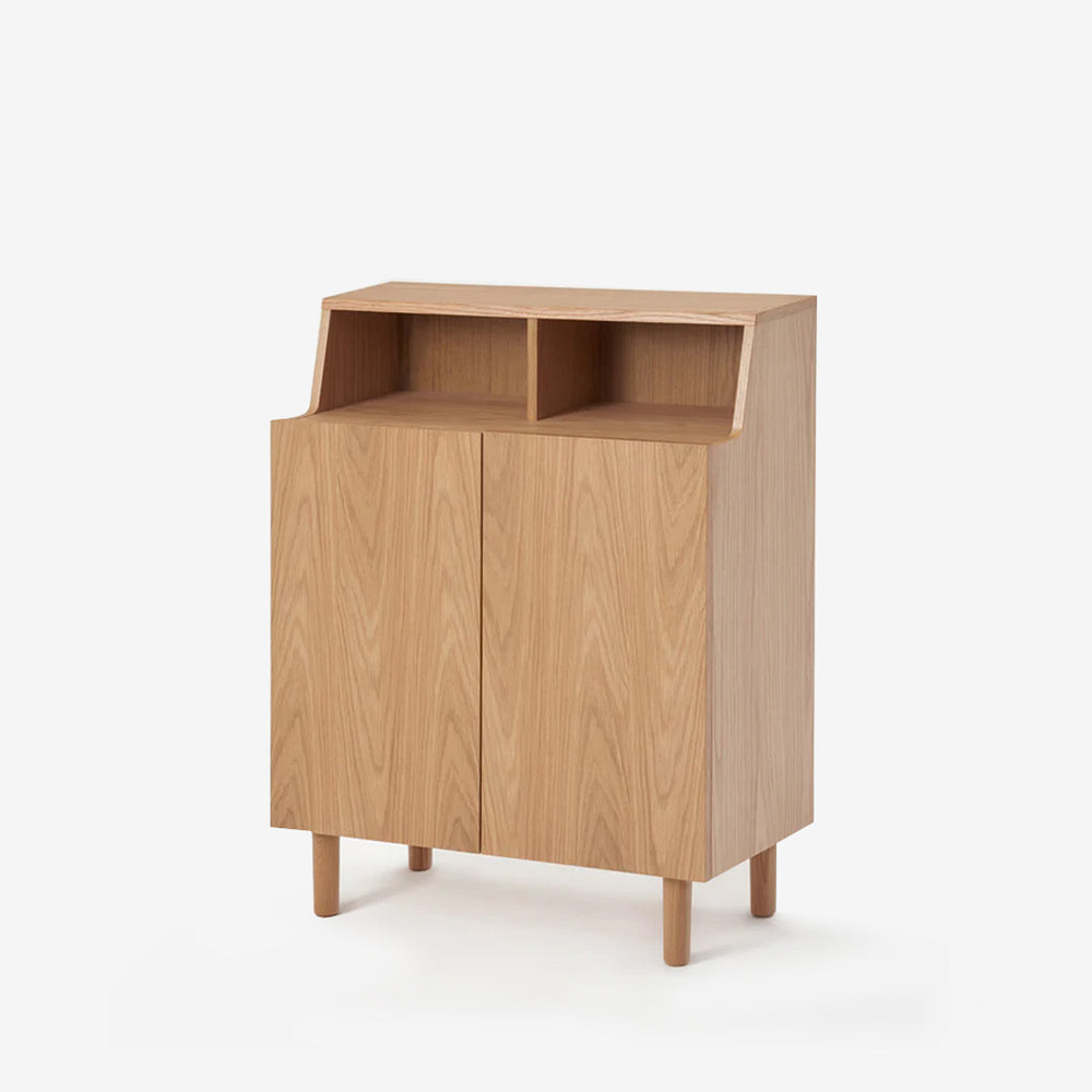 Three-Tier Solid Wood Double-Door Shoe Cabinet