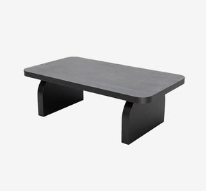 Japandi Minimalist Slab Base Coffee Table | Jet Black Rounded Edges
